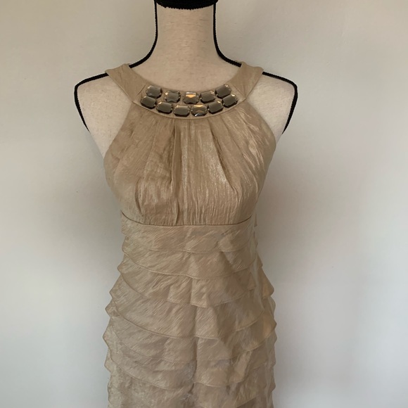 LONDON TIMES JEWELED DRESS GOLD - Picture 2 of 6